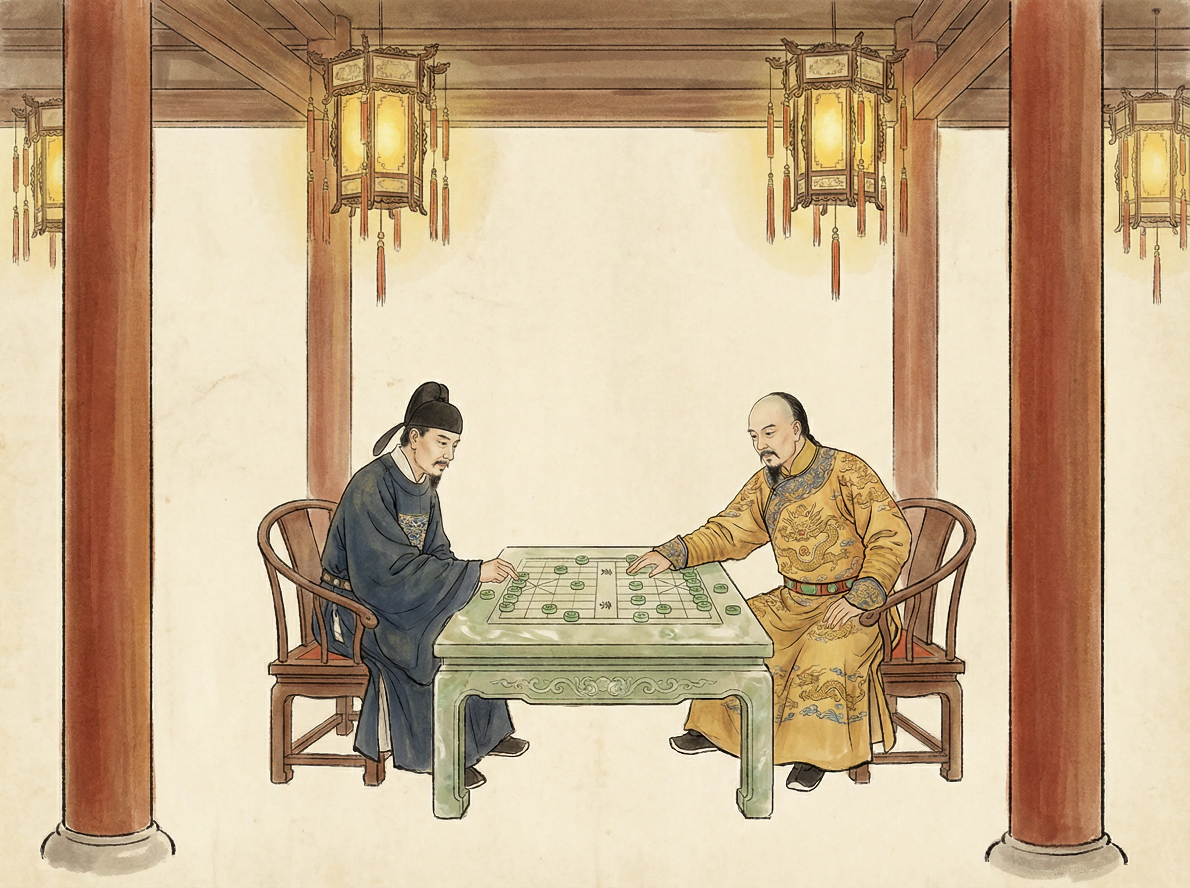 模拟皇帝与大臣在乾清宫御前对弈 德州扑克 的场景